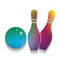 Bowling sign illustration. Vector. Colorful icon with bright tex