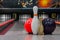 Bowling skittles and ball for bowling game