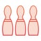 Bowling skittles flat icon. Bowling game red icons in trendy flat style. Bowling pins gradient style design, designed