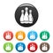 Bowling skittles icons set color