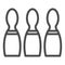 Bowling skittles line icon. Bowling game vector illustration isolated on white. Bowling pins outline style design