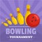 Bowling tournament icon, flat style