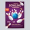 Bowling Tournament Poster Card Template. Vector