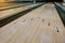 Bowling wooden floor with lane.