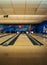 Bowling wooden lane in bowling hall