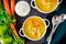 Bowls of Chicken Mulligatawny Soup