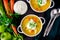 Bowls of Chicken Mulligatawny Soup