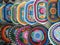 Bowls with colorfull patterns, mostly flowers and leaves in ecuador