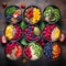 bowls of fruits and vegetable fresh food healty lifestyle