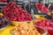 Bowls of Traditionally Dried and Processed Sour Plums Cherries and Forest Fruits