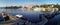 Bowness-on-Windermere panoramic harbor view in afternoon light,