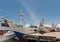 Bows of boats in Paotere Old Port of Makassar, South Sulawesi, Indonesia