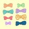 Bows hand drawn set. Vector color isolated illustration.