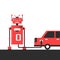 Bowser robot. Refuel car at gas station concept flat illustration