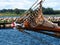 Bowsprit and gathered sail of a large sailing ship