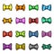 Bowtie icons set, outline style