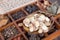 A box of all kinds of traditional Chinese medicine and licorice on the box