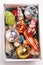 Box with antiquarian new year\'s toys