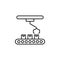 Box arm robot conveyor belt icon. Simple line, outline vector of artificial Intelligence icons for ui and ux, website or