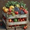 box with assorted fruits and vegetables