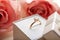 Box with beautiful engagement ring, closeup