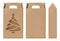 Box brown window Christmas tree shape cut out Packaging template, Empty kraft Box Cardboard isolated white background, Boxes Paper