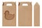 Box brown window Duck shape cut out Packaging template, Empty kraft Box Cardboard isolated white background, Boxes Paper kraft