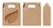 Box brown window shape cut out Packaging template, Empty kraft Box Cardboard isolated white background, Boxes Paper kraft natural