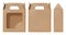 Box brown window shape cut out Packaging template, Empty kraft Box Cardboard isolated white background, Boxes Paper kraft natural