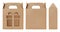 Box brown window shape cut out Packaging template, Empty kraft Box Cardboard isolated white background, Boxes Paper kraft natural