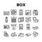 Box Carton Container Collection Icons Set Vector