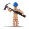 Box character worker holding a hammer