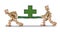 Box characters carrying a stretcher with first aid cross