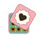 Box with chocolate sweets and heart symbol on top. St Valentine`s day, romantic, love design element, icon