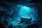 A box is discovered in the heart of a cave, surrounded by darkness and mystery, A lost sunken treasure chest hidden inside a dark