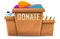 Box donations concept banner, cartoon style