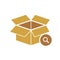 Box icon, delivery and shipping, open package, unbox icon with research sign. Box icon and explore, find, inspect symbol