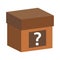 Box icon, product of delivery service, mystery box with question mark