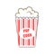 Box of pop corn icon. Movie snack. Vector cartoon illustration. Simple graphic popcorn