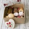 Box of sweets: cookies, marshmallow, meringue in a box on the table, cookies in the shape of a heart. a romantic gift for