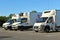 Box trucks of the corporate fleet of the Selgros company used as delivery vans for self-supply and