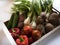 Box of a variety of organic vegetables