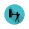 Boxer beats punching bag long shadow icon. Simple glyph, flat vector of arrow icons for ui and ux, website or mobile application