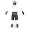 Boxer Black Suit on white. 3D illustration