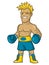 Boxer blond ready for battle in blue gloves
