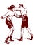 Boxer with boxing gloves, fighting illustration