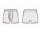 Boxer briefs underwear technical fashion illustration with elastic waistband Athletic-style skin-tight trunks Underpants