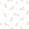 Boxer dog seamless pattern. Different poses, puppy