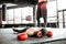 Boxer falling on the floor during a boxing battle