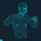 Boxer. Fighting Man. 3D Model of Man. Polygonal Design. Sport Symbol.